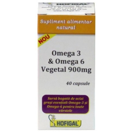 Omega 3 si Omega 6 Vegetal 900 mg 40 cps